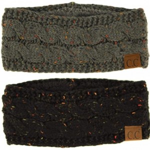Cold Weather Headbands Winter CC Confetti Warm Fuzzy Fleece Lined Thick Knit Headband Headwrap Hat Cap - CN18I9LS8O5 $38.31