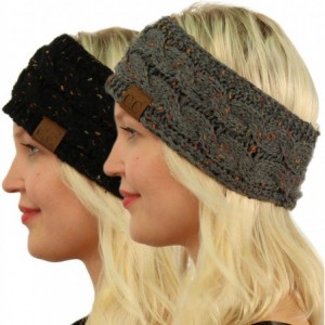 Cold Weather Headbands Winter CC Confetti Warm Fuzzy Fleece Lined Thick Knit Headband Headwrap Hat Cap - CN18I9LS8O5 $15.85