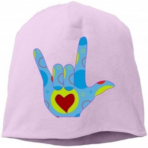 Skullies & Beanies Women Knit Beanie Hats American Sign Language I Love You Cool Watch Cap - Pink - CA18GUE2K8I $18.79