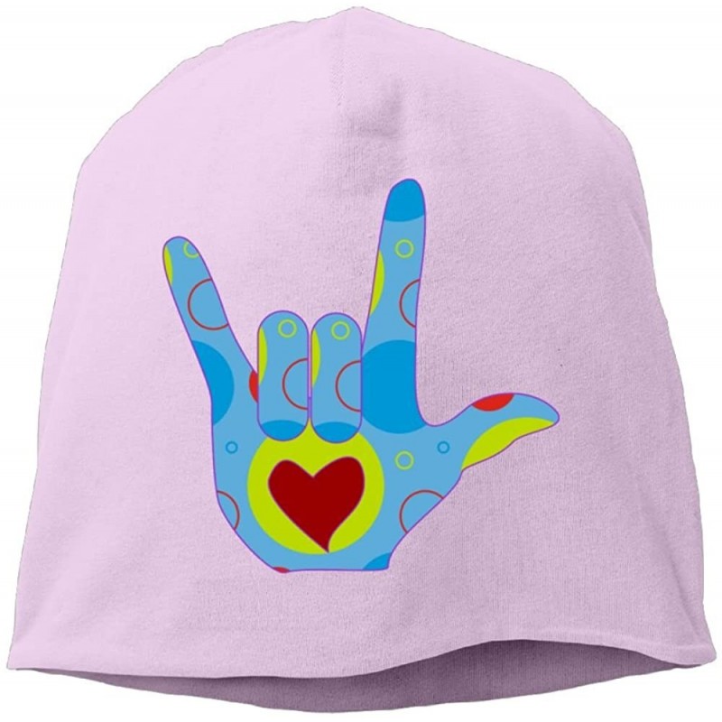 Skullies & Beanies Women Knit Beanie Hats American Sign Language I Love You Cool Watch Cap - Pink - CA18GUE2K8I $18.79