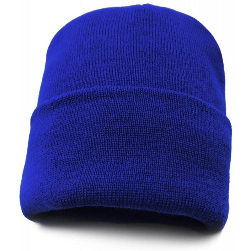 Skullies & Beanies Classic Cuff Beanie Hat Winter Skully Hat Knit Ski Hat Toque Made in USA - Royal - C6188EAS75H $11.38