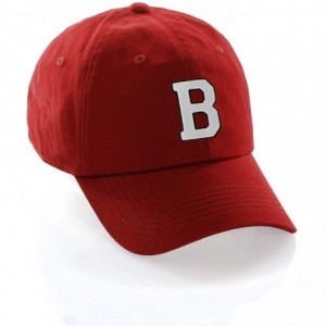 Baseball Caps Customized Letter Intial Baseball Hat A to Z Team Colors- Red Cap Black White - Letter B - C618NR7KTRN $25.01