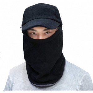 Balaclavas Winter Balaclava Fleece Hood Skull Cap with Visor Windproof Neck Warmer Ski Hat for Motorcycling - Black - CJ18NI6...