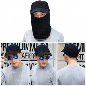 Balaclavas Winter Balaclava Fleece Hood Skull Cap with Visor Windproof Neck Warmer Ski Hat for Motorcycling - Black - CJ18NI6...