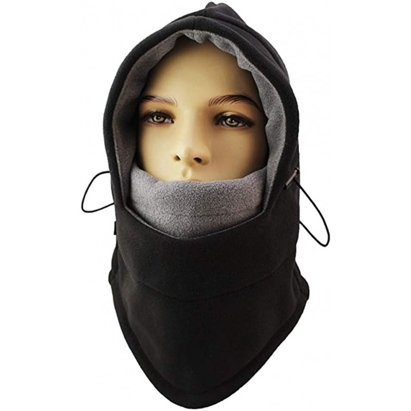 Balaclavas Balaclavas Hat Winter Windproof Warm Fleece Face Ski Mask Double Thicken Caps Hood for Men & Women - Black - CP18I...