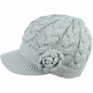 Skullies & Beanies Womens Winter Visor Cap Beanie Hat Wool Blend Lined Crochet Decoration - Pale Green Rose - C418WISLT0Z $18.29