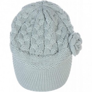 Skullies & Beanies Womens Winter Visor Cap Beanie Hat Wool Blend Lined Crochet Decoration - Pale Green Rose - C418WISLT0Z $33.83