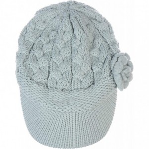 Skullies & Beanies Womens Winter Visor Cap Beanie Hat Wool Blend Lined Crochet Decoration - Pale Green Rose - C418WISLT0Z $18.29