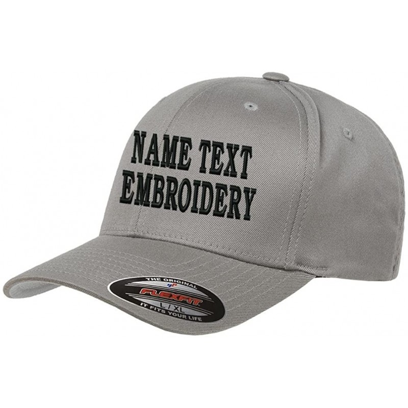 Baseball Caps Custom Embroidery Hat Flexfit 6277 Personalized Text Embroidered Fitted Size Cap - Grey - C5180UKSDSQ $17.96