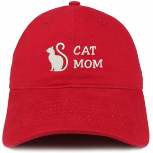 Baseball Caps Cat Mom Text Embroidered Unstructured Cotton Dad Hat - Red - CI18S54W48L $16.30