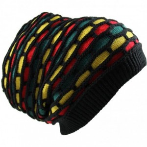 Skullies & Beanies Rasta Dreadlock Honeycomb Beanie - Black/Rasta - CR11AR14I15 $9.80