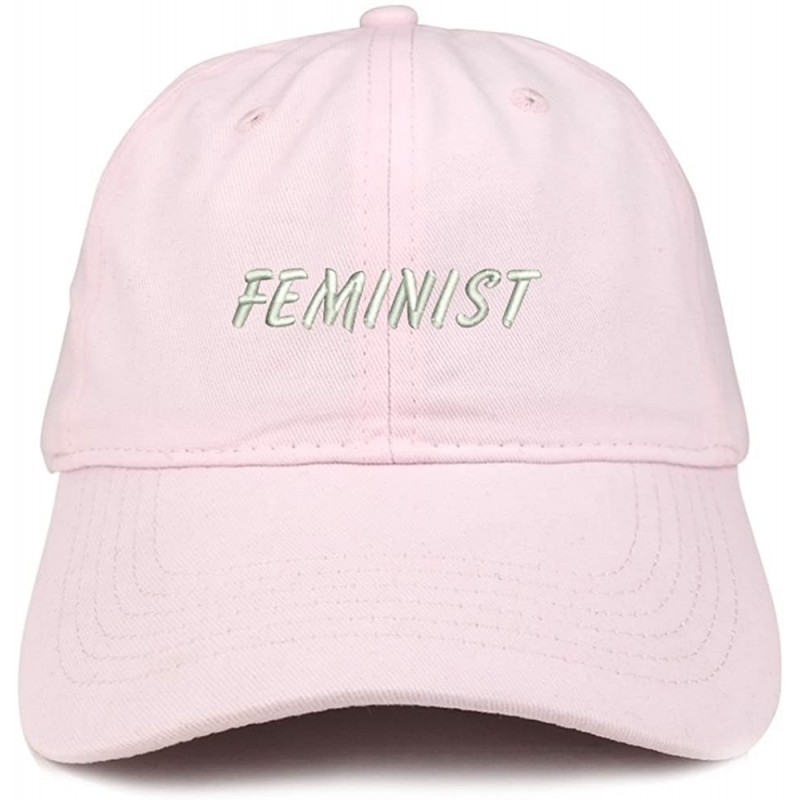 Baseball Caps Feminist Embroidered Brushed Cotton Adjustable Cap - Light Pink - CT18CSG37IM $16.12