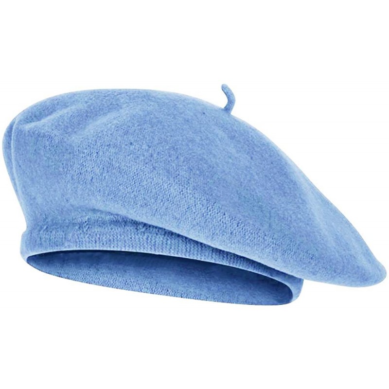 Berets Wool Blend French Bohemian Beret - Lt Blue - C218TS6M6UI $11.10