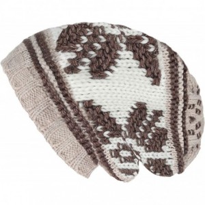 Skullies & Beanies Knit Slouchy Oversized Soft Warm Winter Beanie Hat - Beige Snowflake - CW18Z39LN3I $9.80