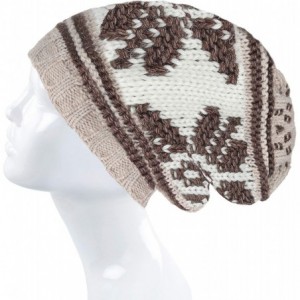 Skullies & Beanies Knit Slouchy Oversized Soft Warm Winter Beanie Hat - Beige Snowflake - CW18Z39LN3I $9.80