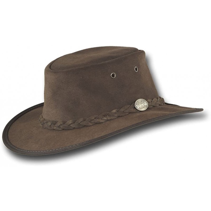 Sun Hats Foldaway Cattle Suede Leather Hat - Item 1061 - Brown - CG12EZKHDMF $42.23