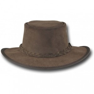 Sun Hats Foldaway Cattle Suede Leather Hat - Item 1061 - Brown - CG12EZKHDMF $42.23