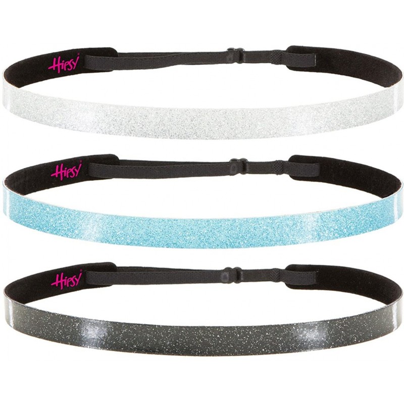 Headbands Adjustable NO SLIP Smooth Glitter Hairband Headbands for Women & Girls Multi Packs - Skinny Black/Teal/Silver 3pk -...