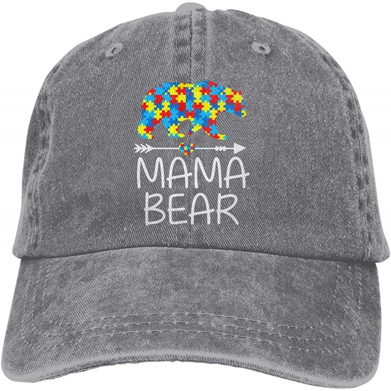 Baseball Caps Unisex Adjustable Denim Jeans Baseball Caps Funny Mama Bear Autism Awareness Dad Hat - Gray - C218O9O9QLQ $13.46