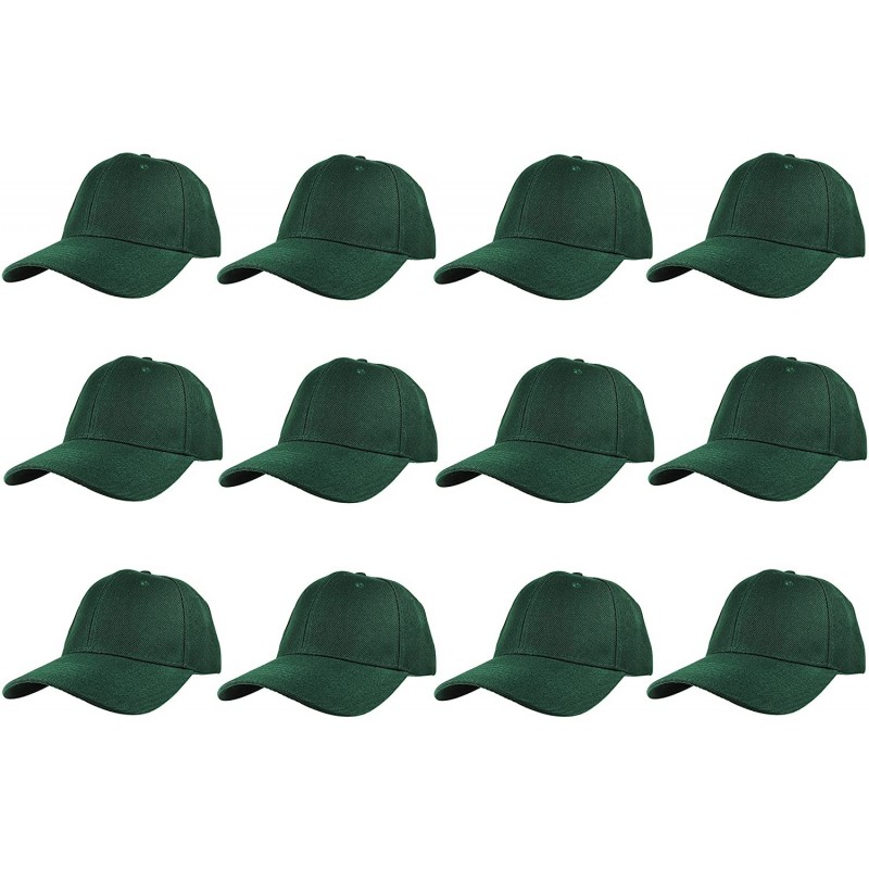 Baseball Caps Plain Blank Baseball Caps Adjustable Back Strap Wholesale LOT 12 PC'S - Hunter Green - CQ17Y25W2N5 $27.88