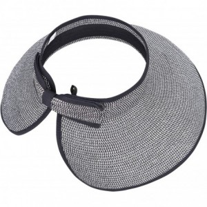 Sun Hats Spring/Summer Classics Edition Straw Roll-able Sun Visor Hat - Black-white - CZ18DN6H7RX $34.56