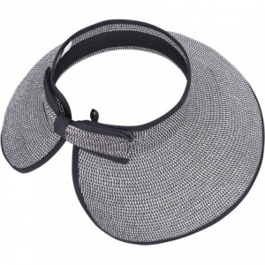 Sun Hats Spring/Summer Classics Edition Straw Roll-able Sun Visor Hat - Black-white - CZ18DN6H7RX $17.28