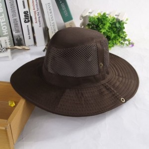 Sun Hats Men's Wide Brim Summer Breathable Hat Outdoor Boonie Sun Hat - Coffee - C2184UX6Q9X $7.05