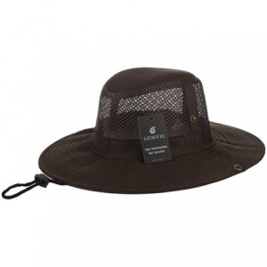 Sun Hats Men's Wide Brim Summer Breathable Hat Outdoor Boonie Sun Hat - Coffee - C2184UX6Q9X $7.05