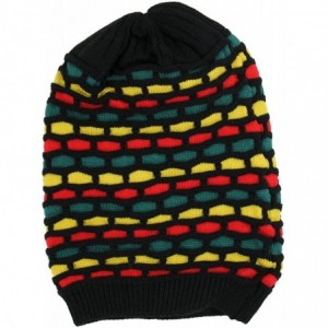 Skullies & Beanies Rasta Dreadlock Honeycomb Beanie - Black/Rasta - CR11AR14I15 $9.80