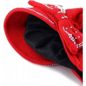 Skullies & Beanies Womens Knit Visor Beanie Cap with Ribbon and Rhinestone Hat - Red - CH126ILKZ1Z $10.26