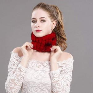 Cold Weather Headbands Rabbit Fur Headband - Winter Knit Neck Warmer Real Fur Headbands Women Scarf Muffler - Red - CS18HHS8T...