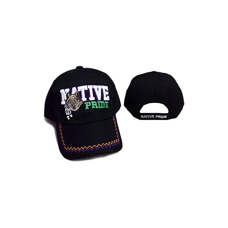 Baseball Caps Wolf & Feathers Native Pride Embroidered Baseball Caps (CapNp510 Z) Black - C3129DWAYXT $11.94