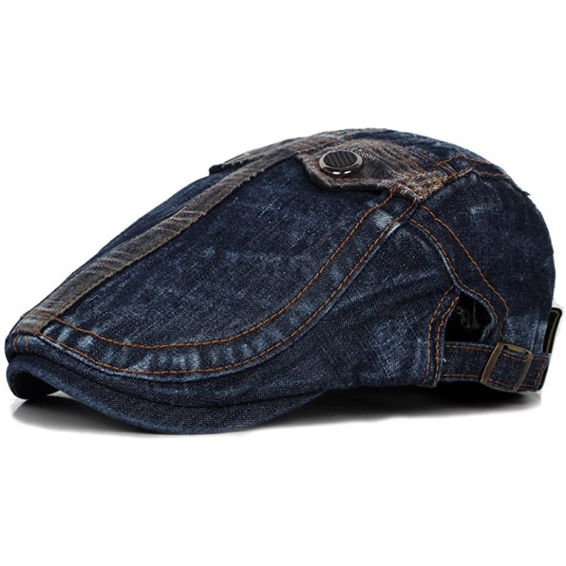 Newsboy Caps Unisex Denim Flat Ivy Gatsby Newsboy Hat Cap - J-deep Blue - C712LY090HZ $10.83