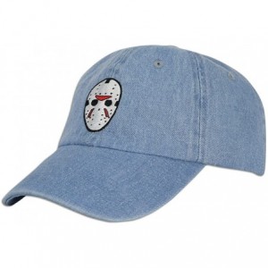 Baseball Caps Mask Embroidered Hat Baseball Cap Horror Jason Dad hat - Lt. Blue Denim - CL187CX2CIQ $15.04