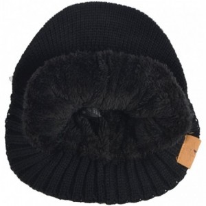 Newsboy Caps Retro Newsboy Knitted Hat with Visor Bill Winter Warm Hat for Men - Cable-black - CC187C2GNR5 $12.36
