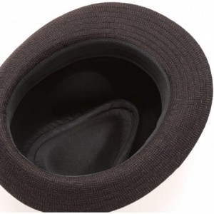 Fedoras Men's Wool Blend Short Brim Fedora Hat with Band - Herringbone Brown - CT187LKQ07L $21.24