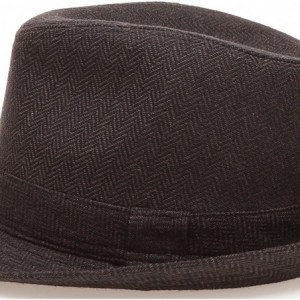 Fedoras Men's Wool Blend Short Brim Fedora Hat with Band - Herringbone Brown - CT187LKQ07L $21.24