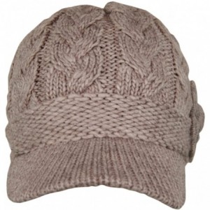 Skullies & Beanies Women's Cable Knitted Double Layer Visor Beanie Hats with Hair Tie - Beige - CO1297IXARV $18.50