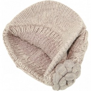 Skullies & Beanies Women's Cable Knitted Double Layer Visor Beanie Hats with Hair Tie - Beige - CO1297IXARV $18.50