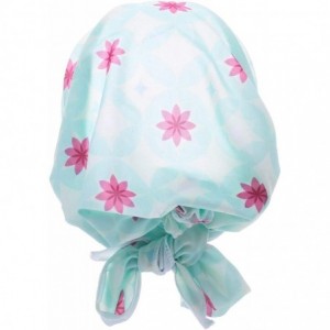 Skullies & Beanies Women Chemo Headscarf Pre Tied Hair Cover for Cancer - Turquoise Pink Flowers - CT198KQ6U8L $22.25
