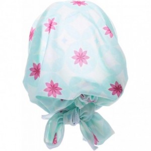 Skullies & Beanies Women Chemo Headscarf Pre Tied Hair Cover for Cancer - Turquoise Pink Flowers - CT198KQ6U8L $8.96