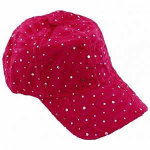 Baseball Caps Glitzy Game Sequin Trim Baseball Cap for Ladies - Fuchsia - C4183AUATCG $16.01