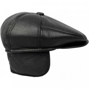 Newsboy Caps Flat Cabbie Men's Classic Newsboy Flat Cap Hat with Ear Flaps - Black - CF127A78TVD $19.16