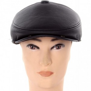 Newsboy Caps Flat Cabbie Men's Classic Newsboy Flat Cap Hat with Ear Flaps - Black - CF127A78TVD $10.73