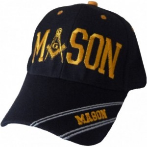 Baseball Caps Mason Hat Masonic Logo Baseball Cap with Bumper Sticker Freemason Headwear - Black - CZ11XRKQO7P $25.41