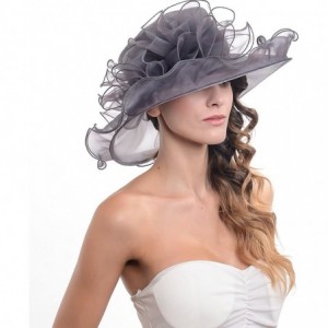 Sun Hats Fascinators Kentucky Derby Church Dress Large Floral Party Hat - Grey - C512E8HF6SD $23.22