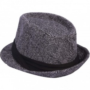 Fedoras Men's Women's Manhattan Structured Gangster Trilby Wool Fedora Hat Classic Timeless Light Weight - 0174 Grey - C618Z4...