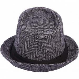 Fedoras Men's Women's Manhattan Structured Gangster Trilby Wool Fedora Hat Classic Timeless Light Weight - 0174 Grey - C618Z4...