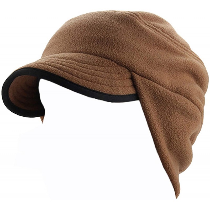 Skullies & Beanies Mens Winter Fleece Earflap Cap with Visor - Brown - C8186UDR5IC $13.15