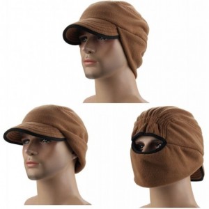 Skullies & Beanies Mens Winter Fleece Earflap Cap with Visor - Brown - C8186UDR5IC $13.15